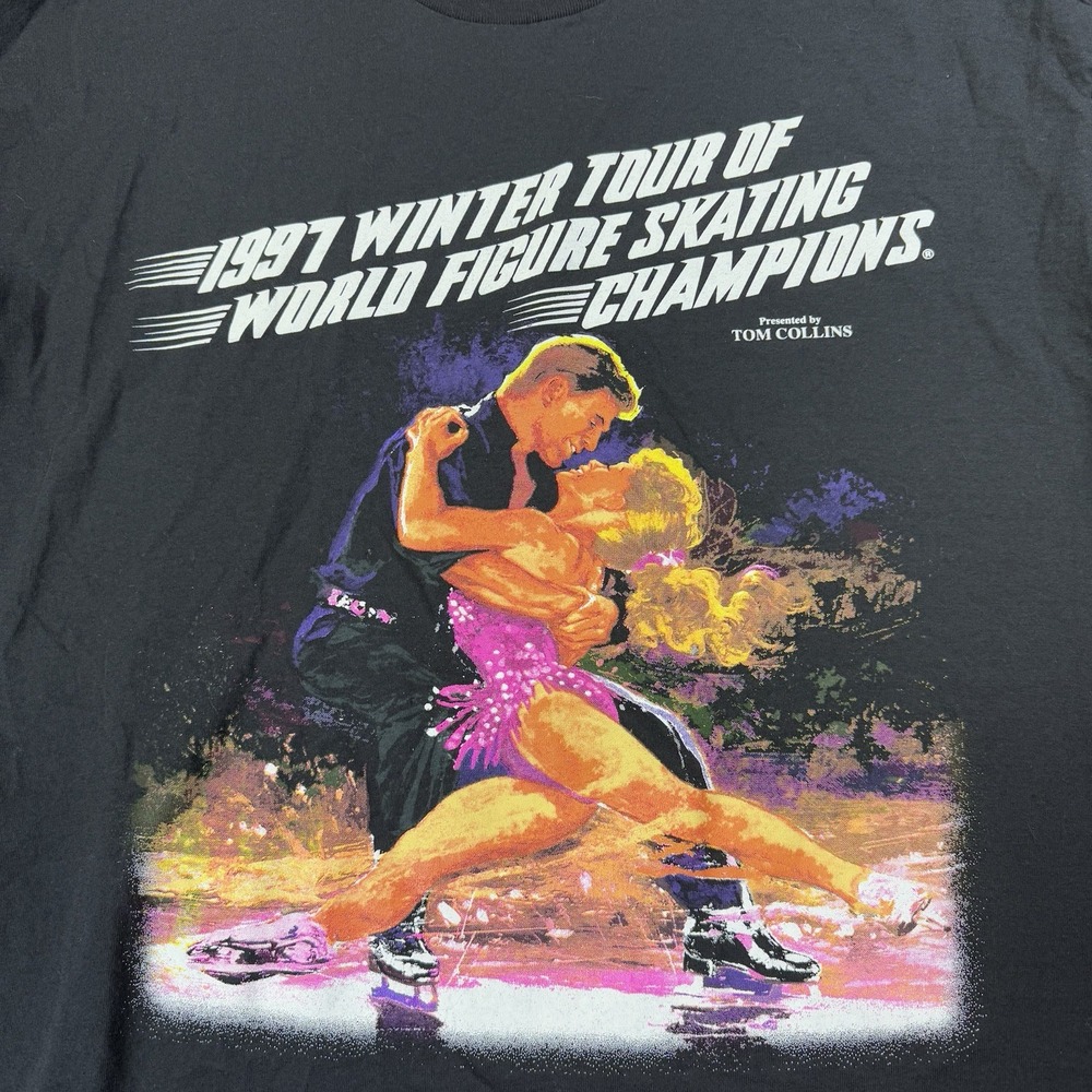 VTG Delta T‎ Shirt XL Campbell's Soups World Figure Skating Champions 1996 Black